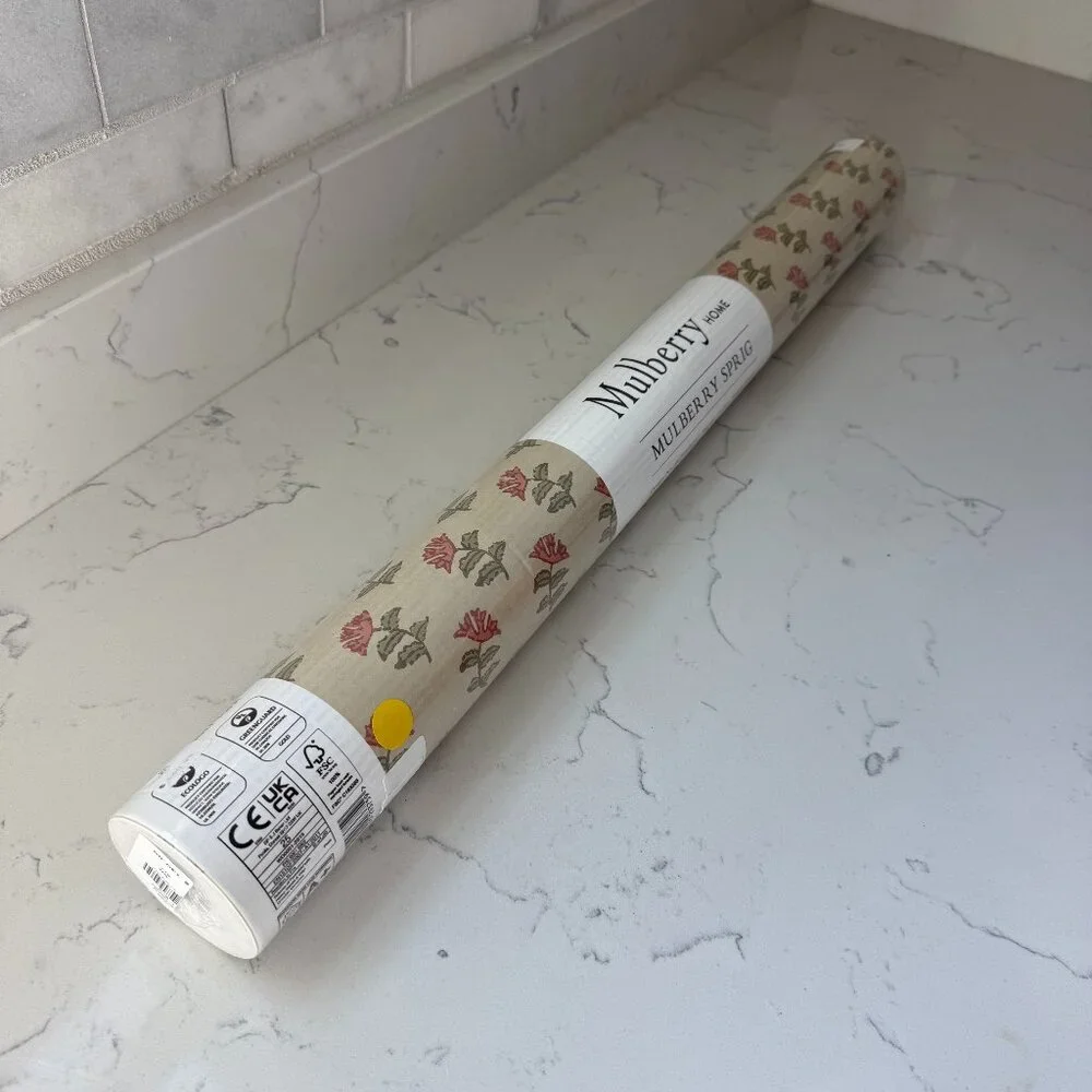 Mulberry Home Mulberry Sprig Wallpaper Roll – 70cm x 10m – Beige - NEW/Sealed